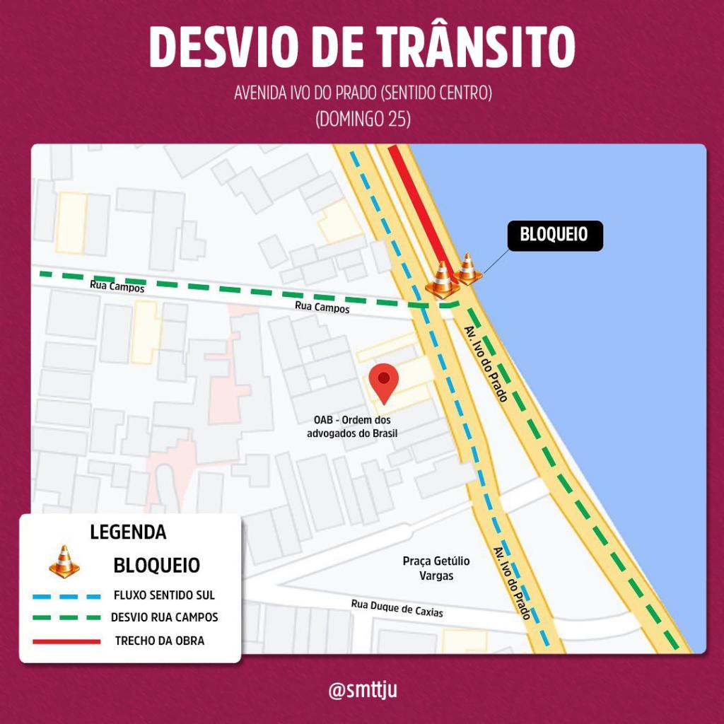 Trânsito na avenida Ivo do Prado ficará parcialmente bloqueado no domingo, 25 - SMTT Aracaju