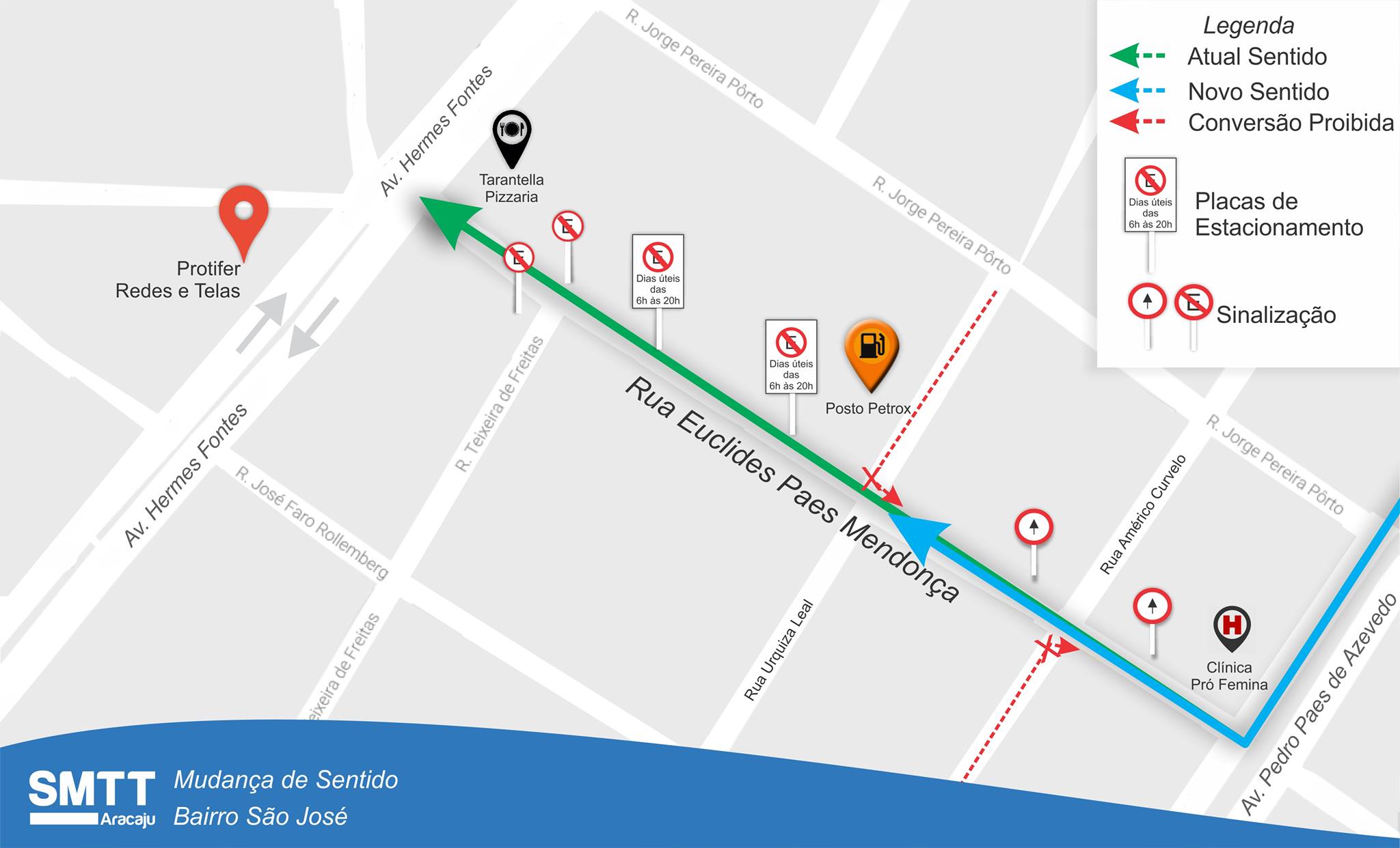 Rua Euclides Paes Mendonça terá sentido único em toda sua extensão a partir desta quinta, 9 - SMTT Aracaju