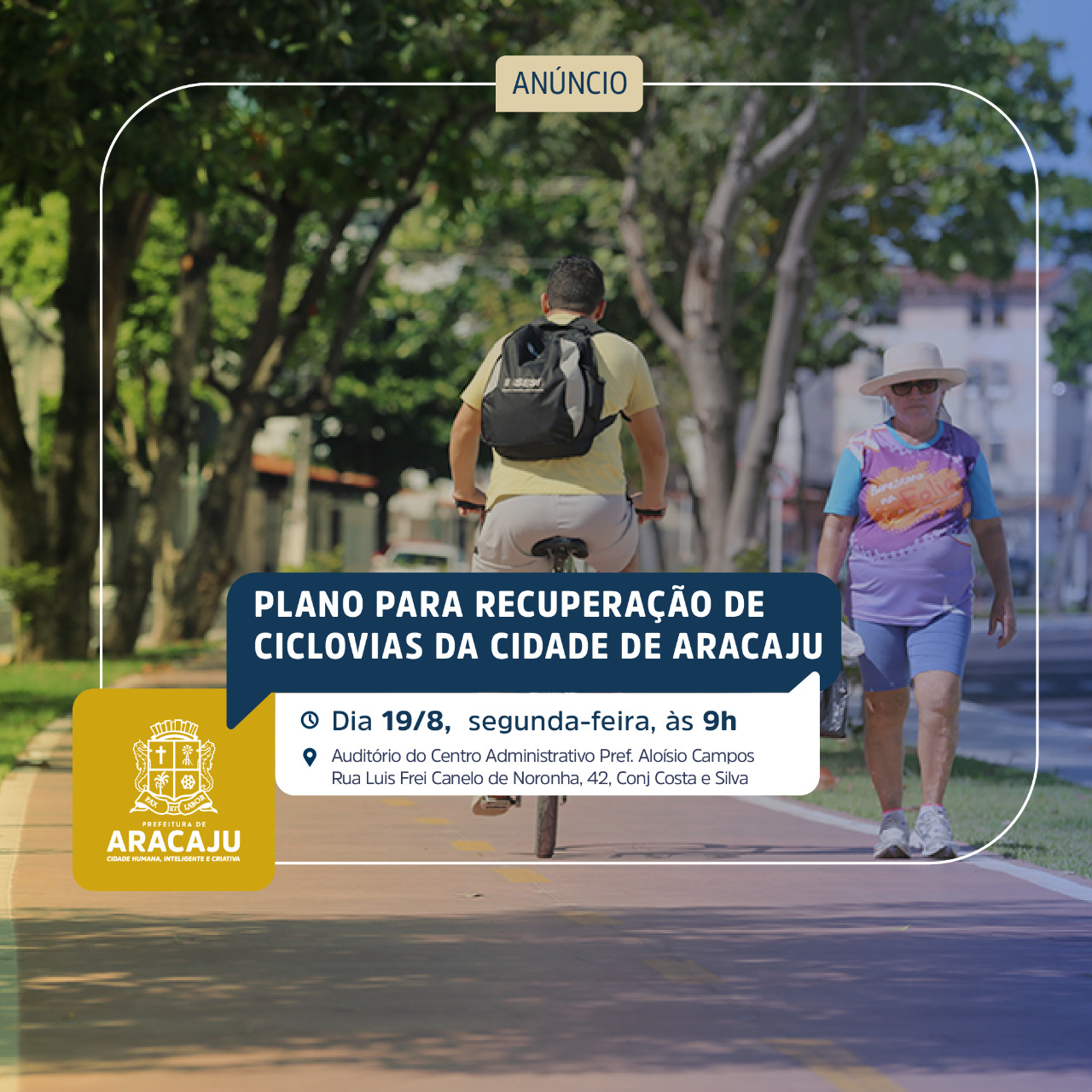 Convite: anúncio do plano para recuperação de ciclovias da cidade de Aracaju - SMTT Aracaju