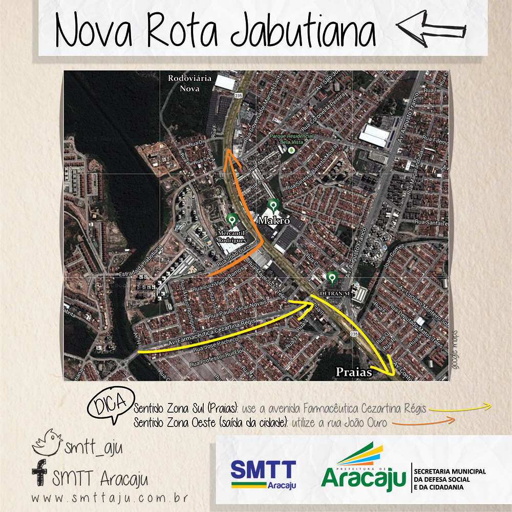 SMTT informa nova opção de acesso ao complexo habitacional Jabutiana e av Tancredo Neves - SMTT Aracaju